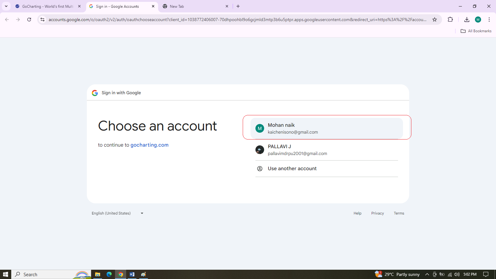 Choose Account